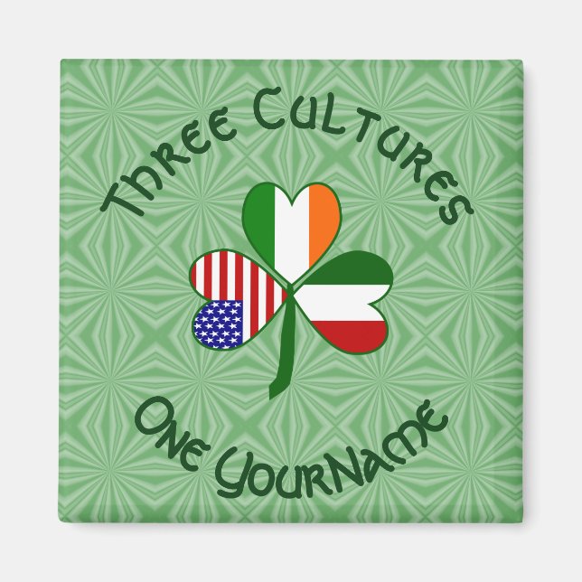 Italian Irish American Shamrock Flag Personalized  Magnet (Front)