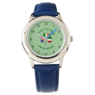 Italian Irish American Shamrock Flag Personalized Watch