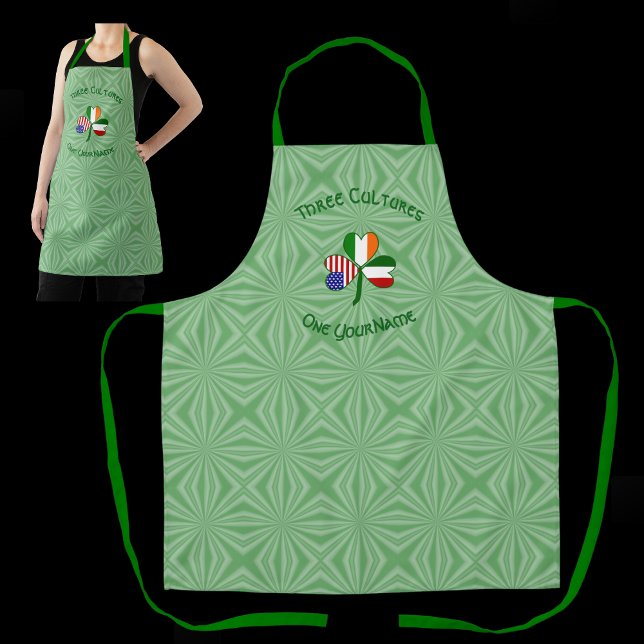 Italian Irish American Shamrock Personalized  Apron (Creator Uploaded)