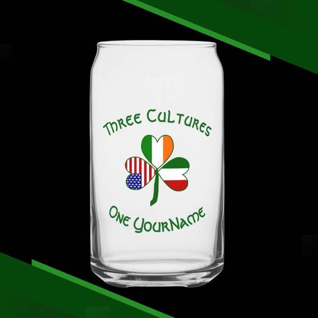 Italian Irish American Shamrock Personalized Can Glass (Creator Uploaded)