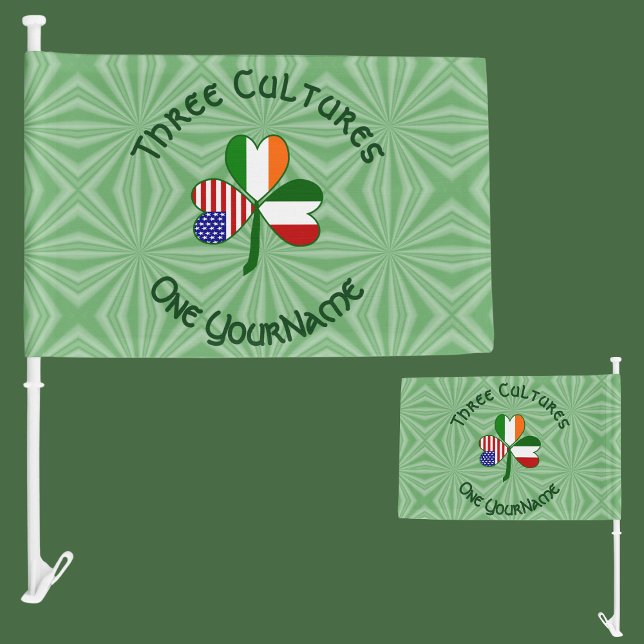Italian Irish American Shamrock Personalized Car Flag (Creator Uploaded)