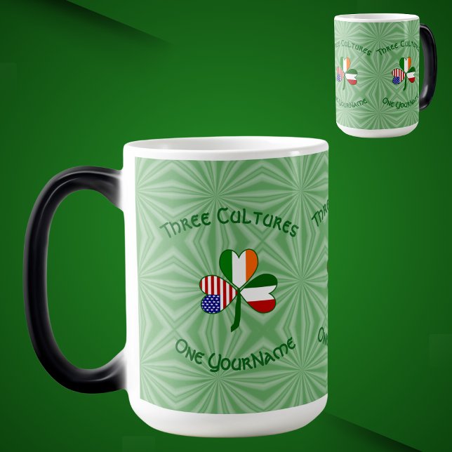 Italian Irish American Shamrock Personalized Color Morph Mug (Creator Uploaded)