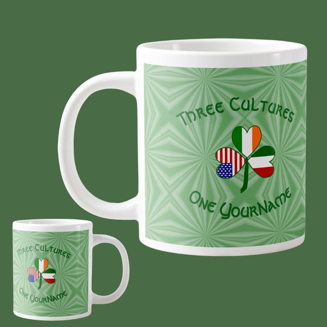 Italian Irish American Shamrock Personalized Giant Coffee Mug (Creator Uploaded)