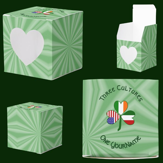 Italian Irish American Shamrock Personalized Heart Favor Boxes (Creator Uploaded)