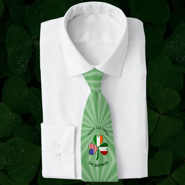 Italian Irish American Shamrock Personalized  Neck Tie (Creator Uploaded)