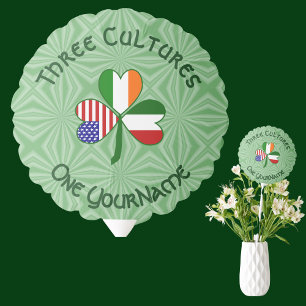 Italian Irish American Shamrock Personalized Party Balloon
