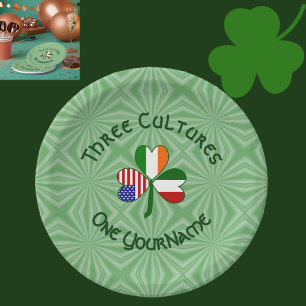 Italian Irish American Shamrock Personalized Party Paper Plates
