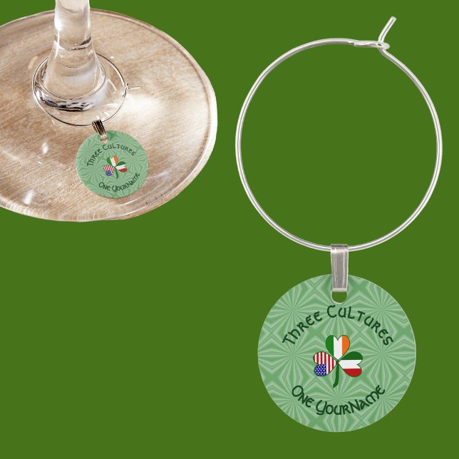 Italian Irish American Shamrock Personalized Party Wine Charm (Creator Uploaded)