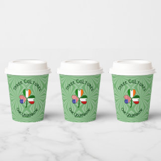 Italian Irish American Shamrock Personalized Text Paper Cups