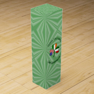 Italian Irish American Shamrock Personalized Wine Box