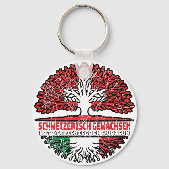 Italian Italienisch Schweizer Schweiz Baum Wurzel Keychain (Front)