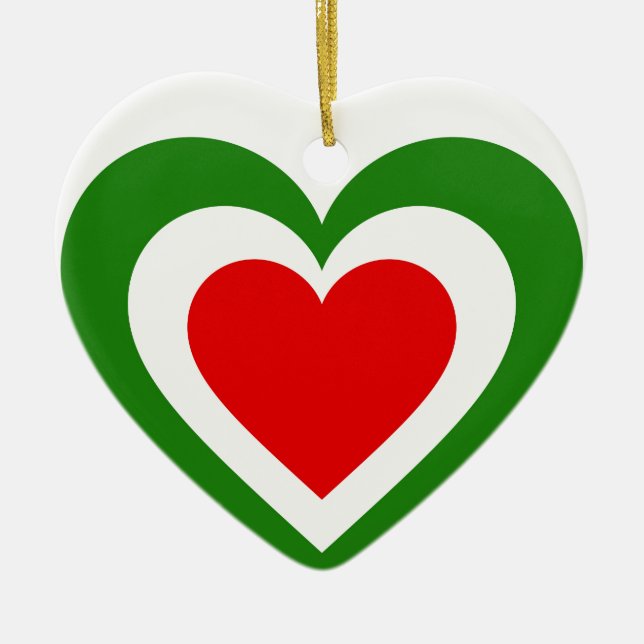 Italian Italy Flag Heart Ceramic Ornament (Front)