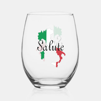 Italian Italy Map Design Stemless Wine Glass