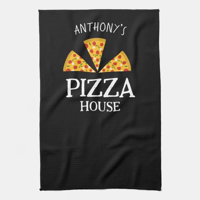 Italian kitchen custom name pizza house pizzeria kitchen towel (Vertical)