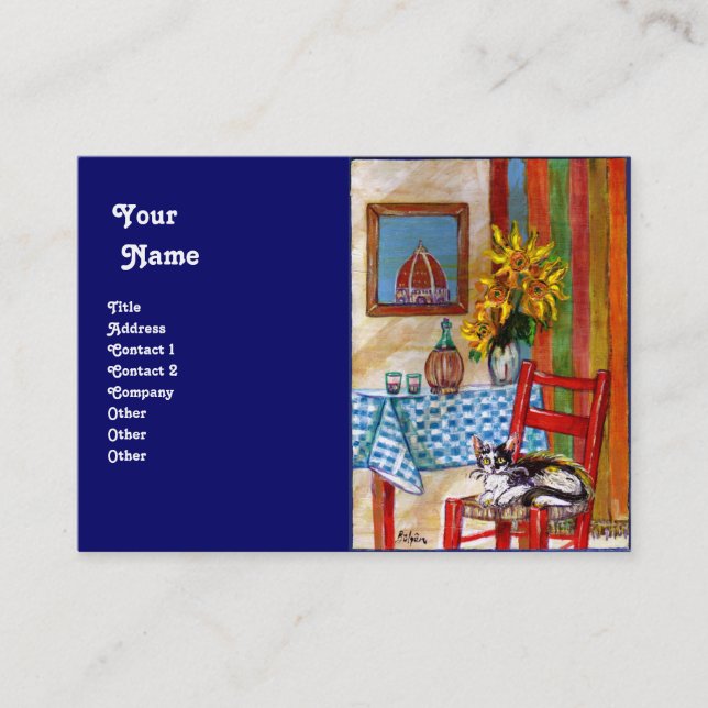ITALIAN KITCHEN IN FLORENCE, blue Business Card (Front)