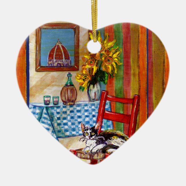 ITALIAN KITCHEN IN FLORENCE I love Tuscany Ruby Ceramic Ornament (Front)