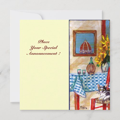 ITALIAN KITCHEN IN FLORENCE Red Blue Invitation