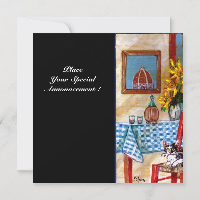 ITALIAN KITCHEN IN FLORENCE, Red Blue,White,Black Invitation (Front)