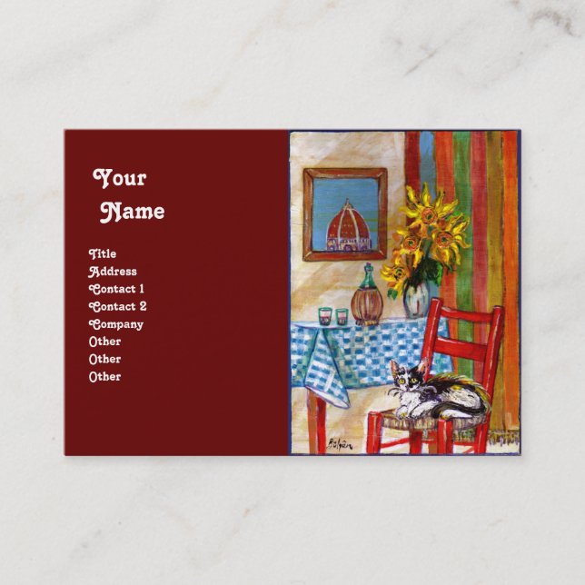 ITALIAN KITCHEN IN FLORENCE, red Business Card (Front)