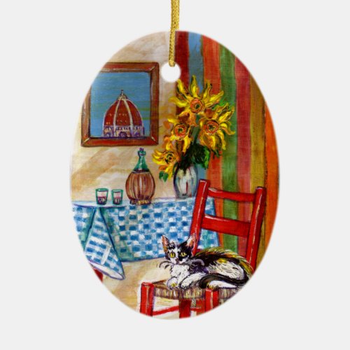 ITALIAN KITCHEN IN FLORENCE Red Ruby Ceramic Ornament