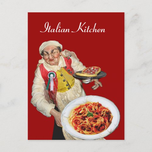 ITALIAN KITCHEN Red Recipe Postcard