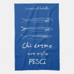 Italian kitchen sardines italy quote drawing blue kitchen towel