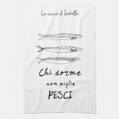 Italian kitchen sardines italy quote drawing kitchen towel