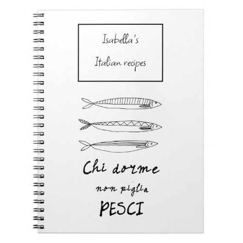 Italian kitchen sardines italy quote drawing notebook