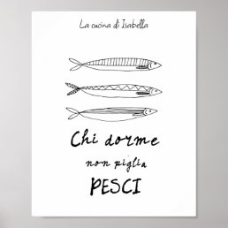 Italian kitchen sardines italy quote drawing  poster