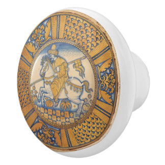 Italian Knight Horseback Vintage Art  Ceramic Knob