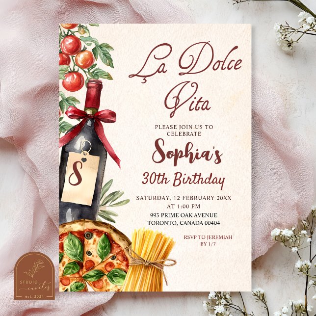 Italian La Dolce Vita Adult Birthday Invitation (Creator Uploaded)