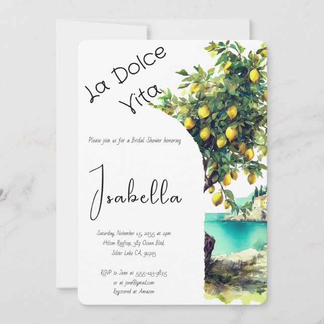 Italian La Dolce Vita Bridal Shower Invitation (Front)