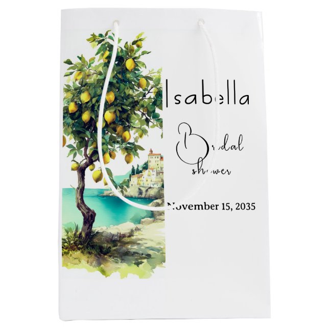Italian La Dolce Vita Bridal Shower Medium Gift Bag (Front)