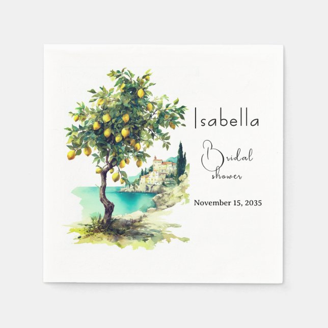 Italian La Dolce Vita Bridal Shower Napkins (Front)