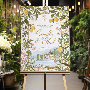 Italian Lake Como Wedding Welcome Sign Design Cust