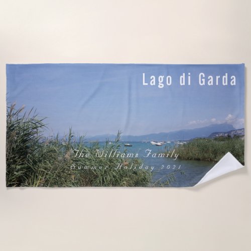 Italian Lake Lago di Garda Vacation Photography Beach Towel