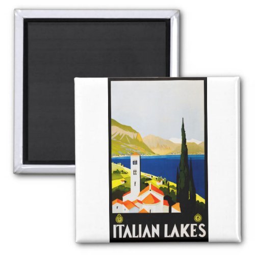 Italian lakes travel poster magnet