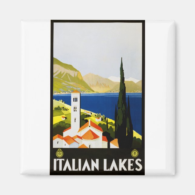 Italian lakes travel poster magnet (Front)