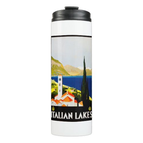 Italian lakes travel poster thermal tumbler