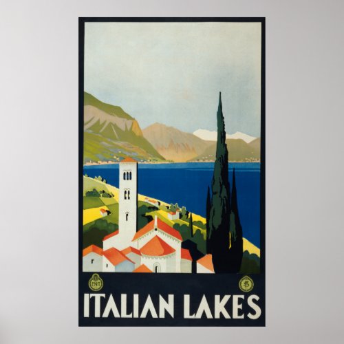 Italian Lakes Vintage Italy Travel Poster