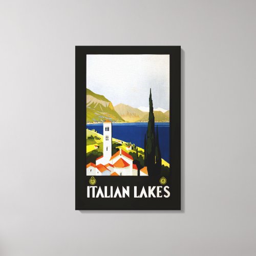 Italian Lakes Vintage Travel Italy Canvas Print