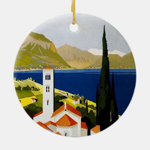 Italian Lakes Vintage Travel Italy Ceramic Ornament