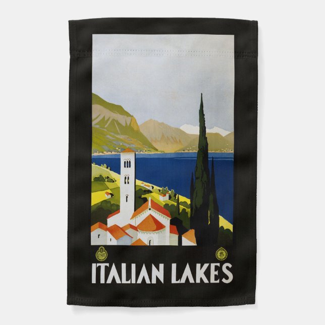 Italian Lakes Vintage Travel Italy Garden Flag (Front)