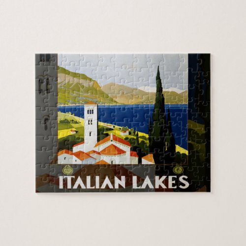 Italian Lakes Vintage Travel Italy Jigsaw Puzzle