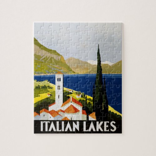 Italian Lakes Vintage Travel Italy Jigsaw Puzzle