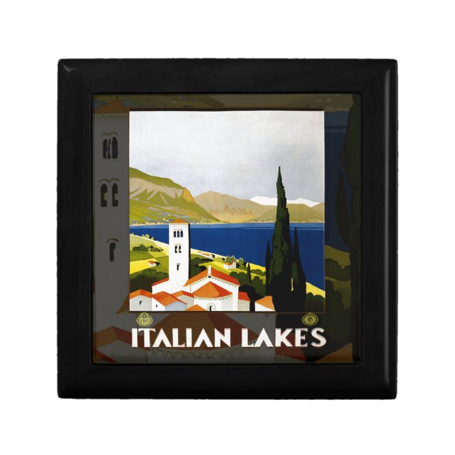 Italian Lakes Vintage Travel Italy Keepsake Box (Front)
