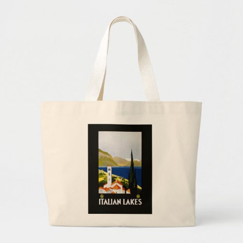 Italian Lakes Vintage Travel Italy Large Tote Bag