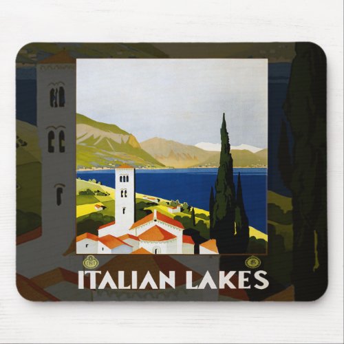 Italian Lakes Vintage Travel Italy Mouse Pad