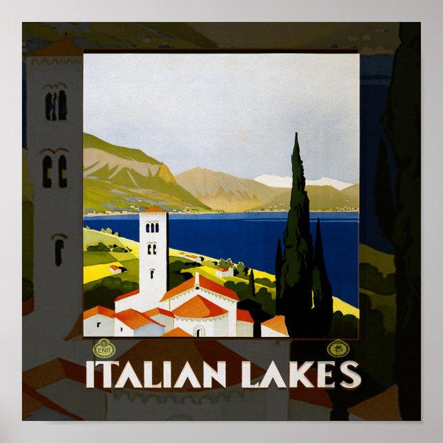 Italian Lakes Vintage Travel Italy Poster (Front)