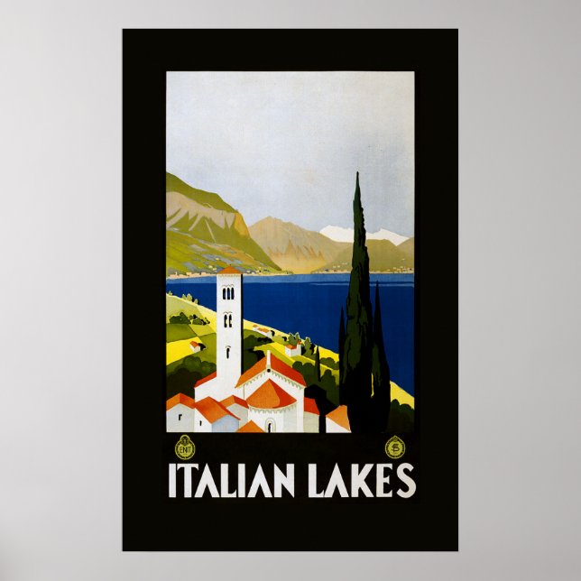 Italian Lakes Vintage Travel Italy Poster (Front)